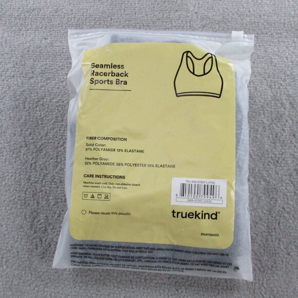 Truekind Seamless Racerback Sports Bra Womens Large Gray Running Workout Gym NWT - Picture 5 of 6